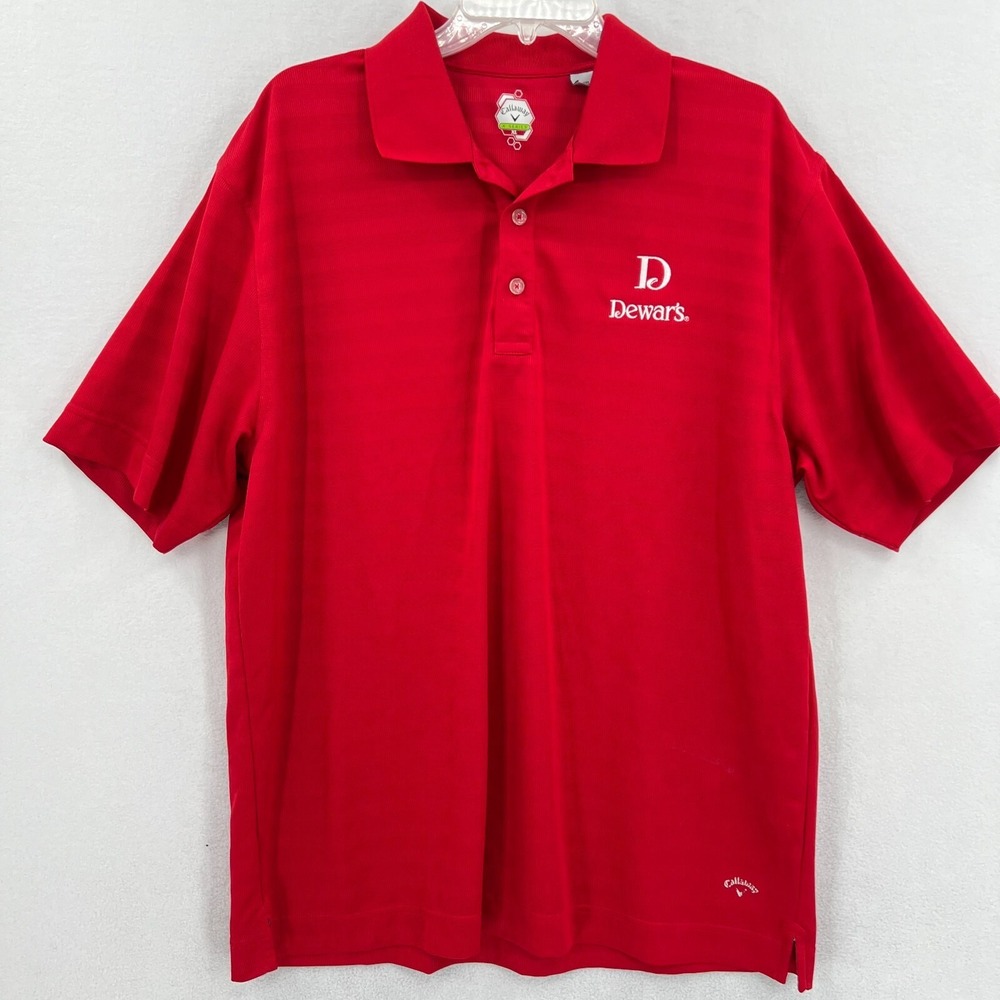 Callaway X Series Golf Polo Shirt Size XL Red White Dewar's Scotch Whiskey Logo